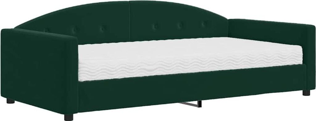 vidaXL Tagesbett mit Matratze Dunkelgrün 100x200 cm Samt