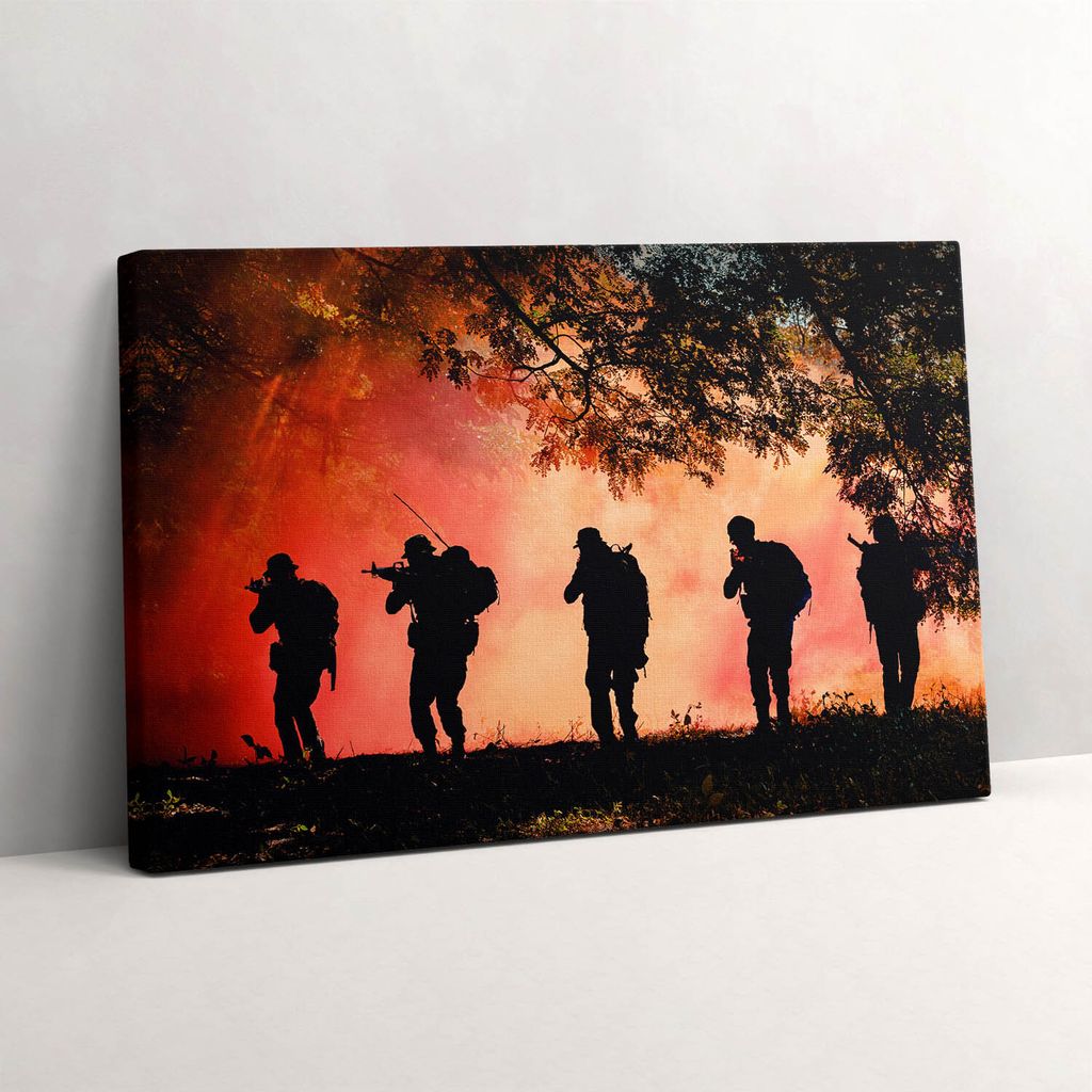 Soldaten auf dem Schlachtfeld – Leinwandbild Wandbild – 30x20 cm – Leinwandbilder – Wandbilder – Schlafzimmer – Flur