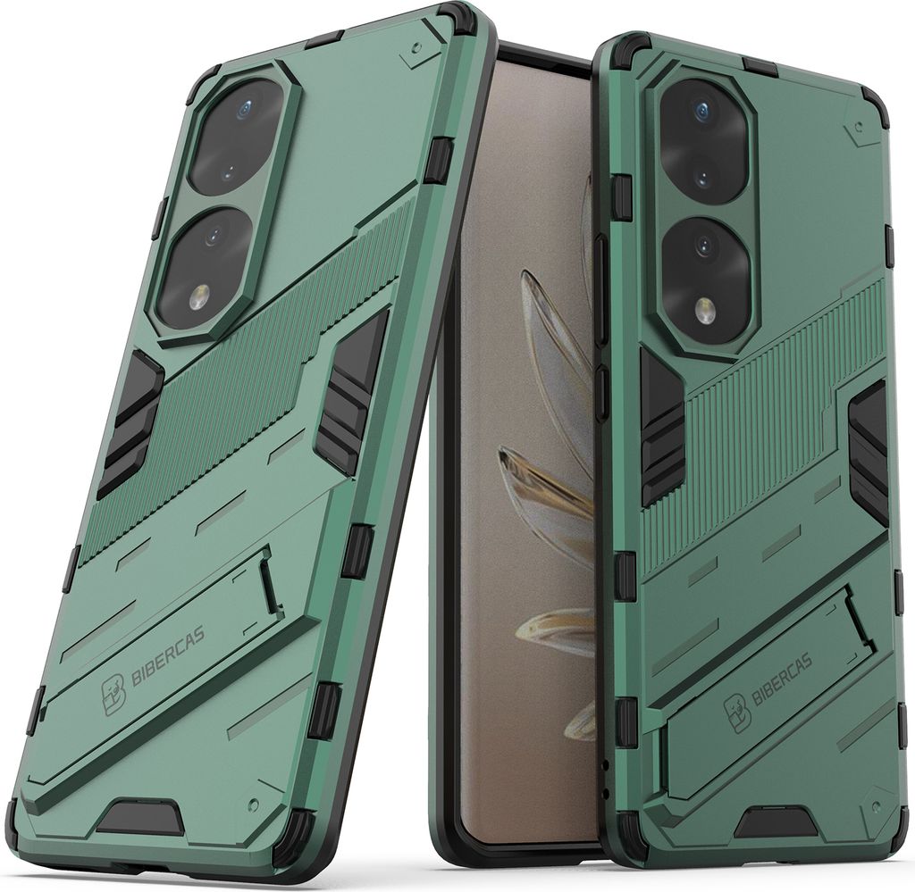 Armor Hülle für Honor 70 Pro, Hybrid PC TPU Bumper Stoßfestes Schutzhülle mit Standfunktion Grün