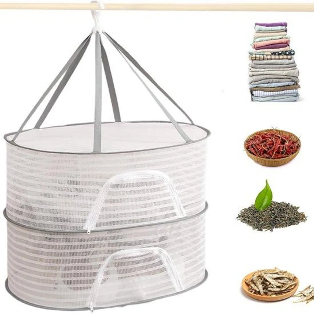Filet de séchage plantes aromatiques 2 niveaux avec zips - Séchoir pliable