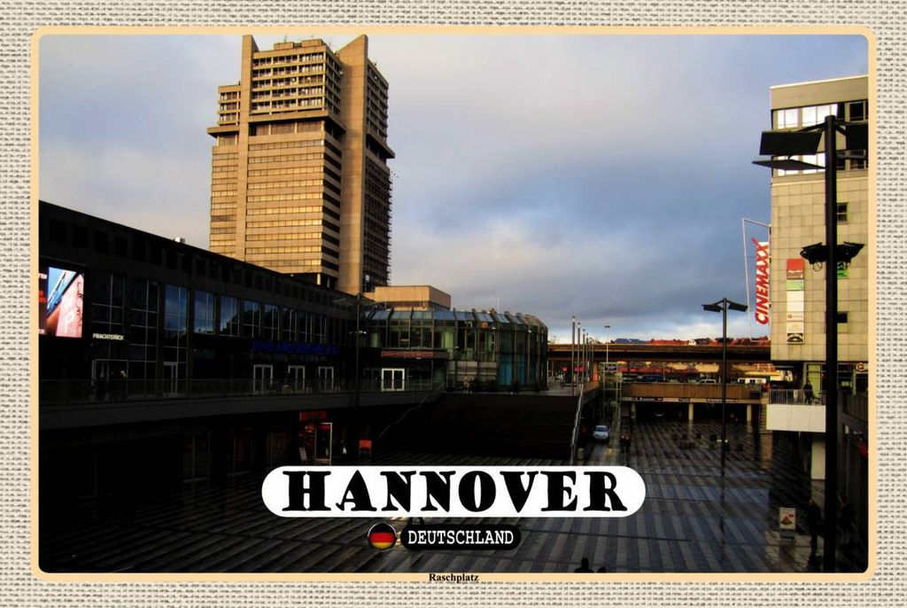 vianmo Holzschild 12x18 cm Hannover Raschplatz Stadt Bildmotiv Reisemotiv Abenteuer Reisen