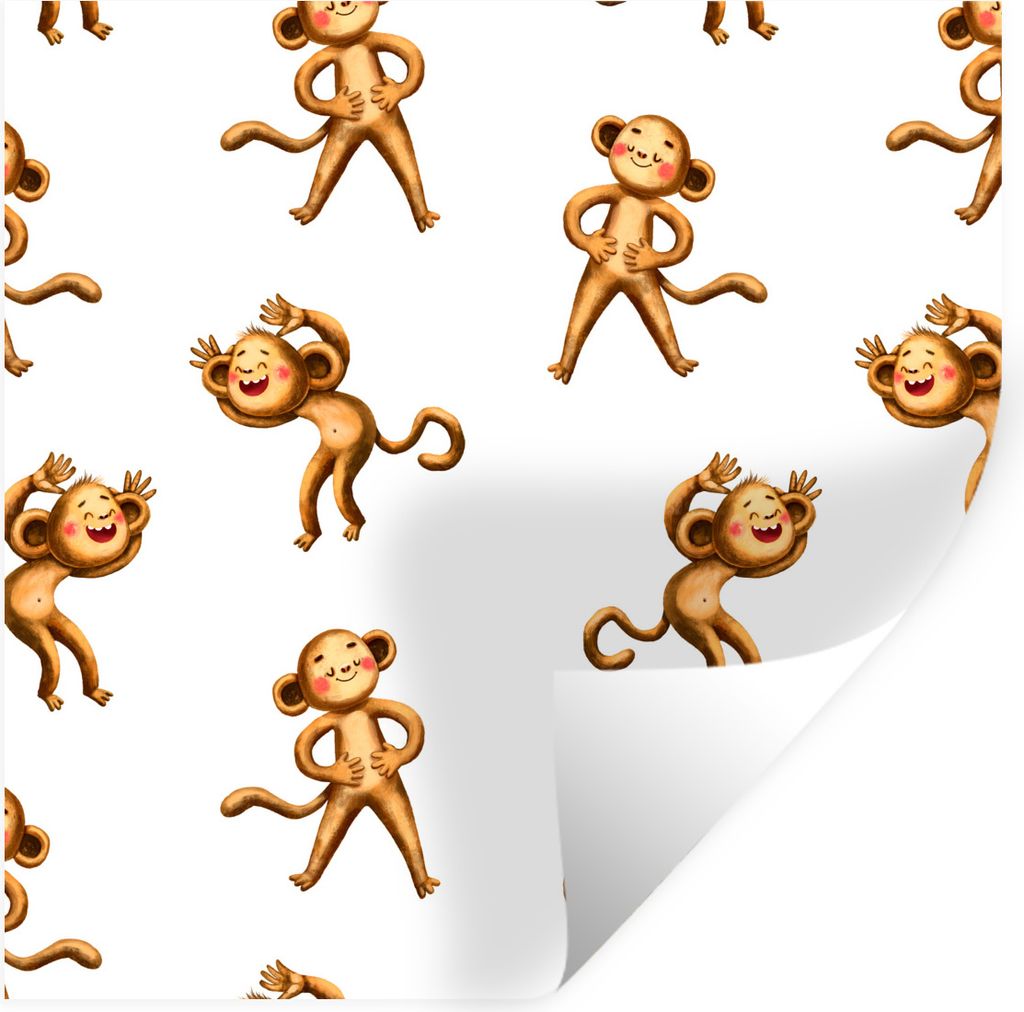 MuchoWow Wandtattoo Wandsticker Wandaufkleber Dschungel - Design - Affe - Kinder 80x80 cm Selbstklebend und Repositionierbar - Wierderverwendbar ...