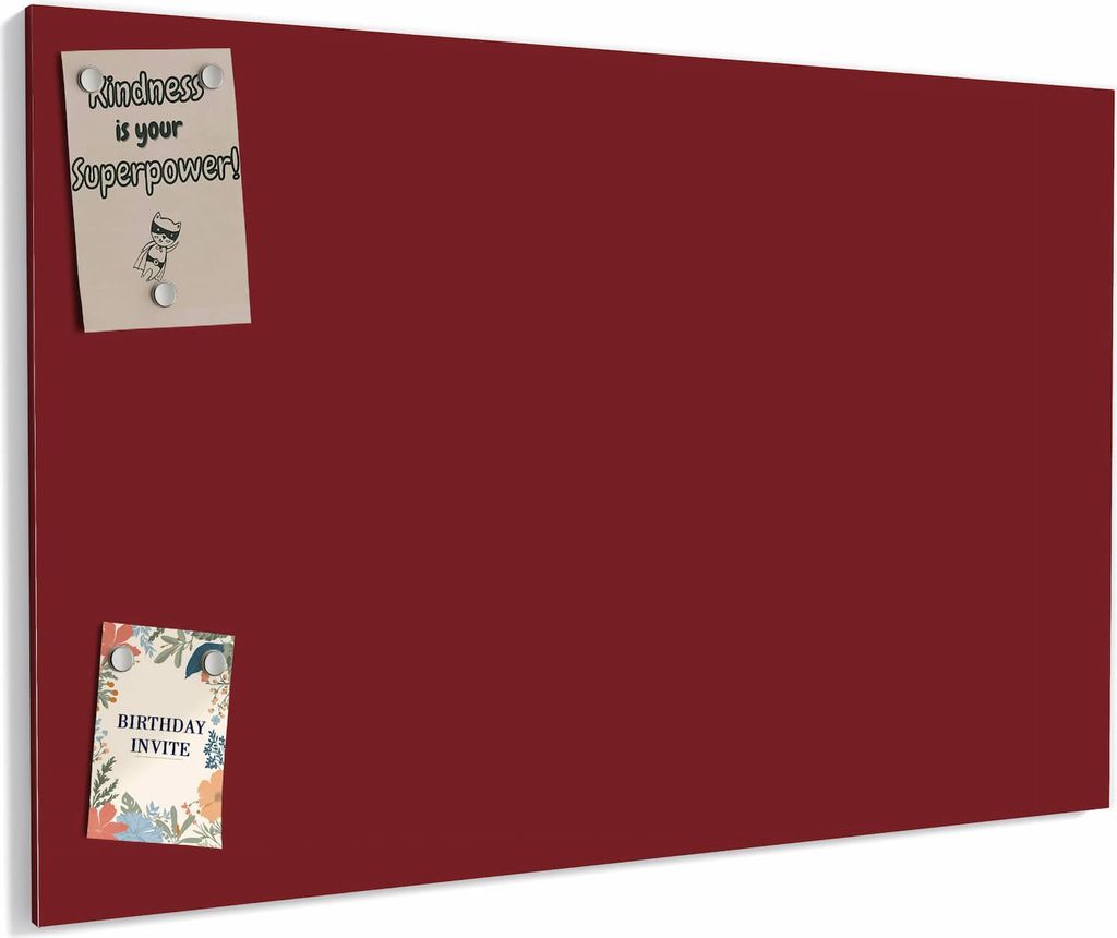 Magnettafel 90x60cm magnetisch & beschreibbar Metall-Board - Weinroter Hintergrund I