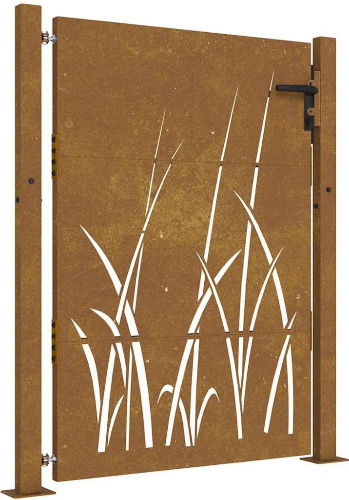 vidaXL Gartentor 100x150 cm Cortenstahl Gras-Design