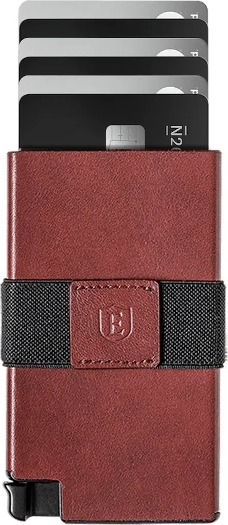 Porte-cartes rouge cuir grainé haute qualité robuste et ultra mince