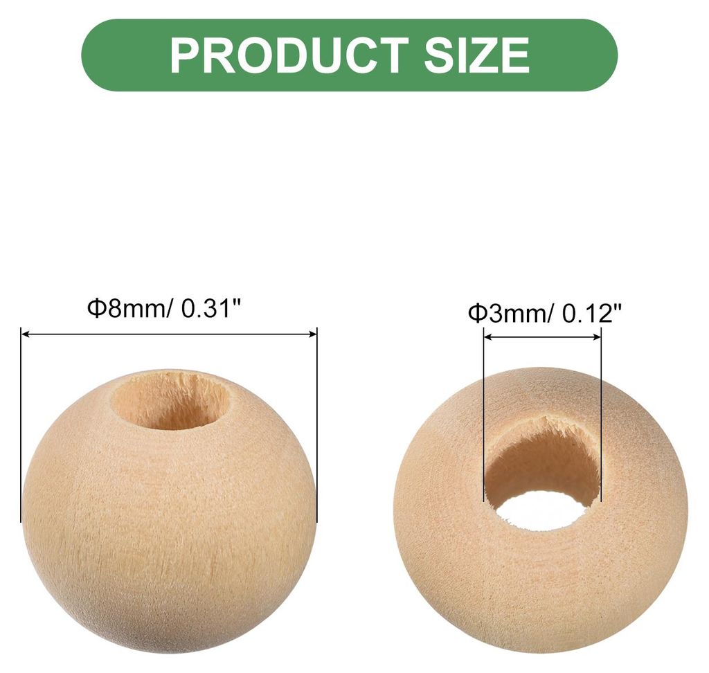 400 Stš¹ck 8mm Holzperlen, 3mm gro?e L?cher Unvollendete runde Holzperlen fš¹r DIY Basteln, Schmuckherstellung Armb?nder