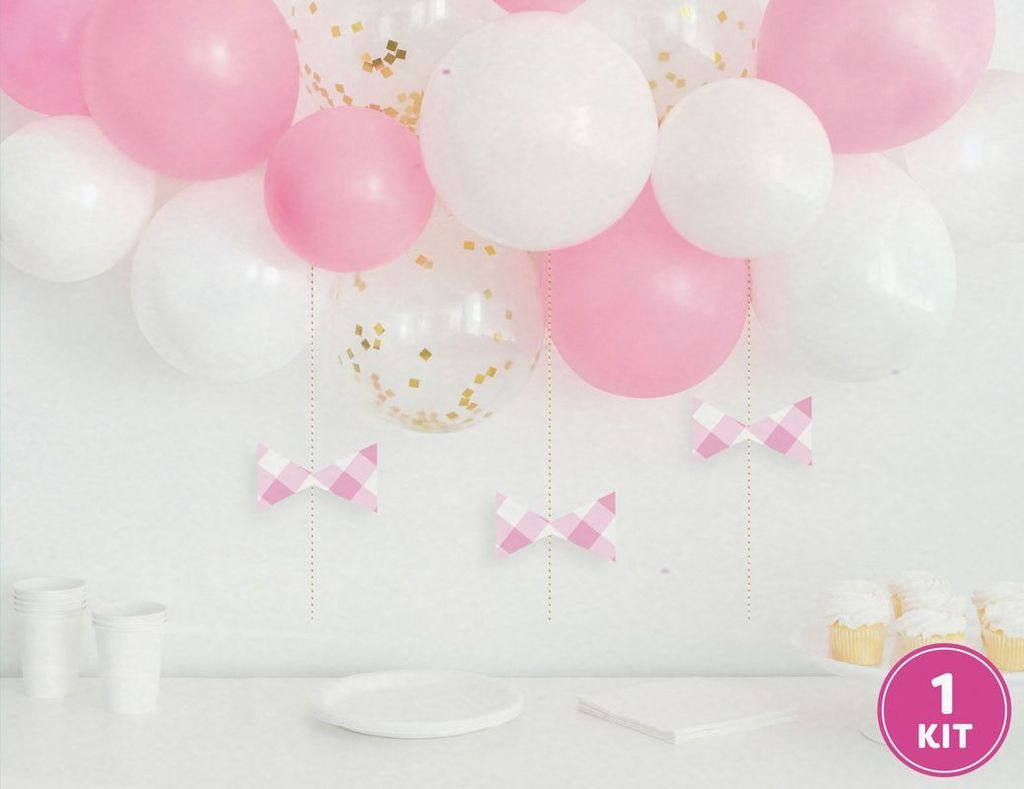 Unique Luftballon-Set, 15 Ballons (30 cm & 22,8 cm) & 3 Dekoteile, rosa weiß