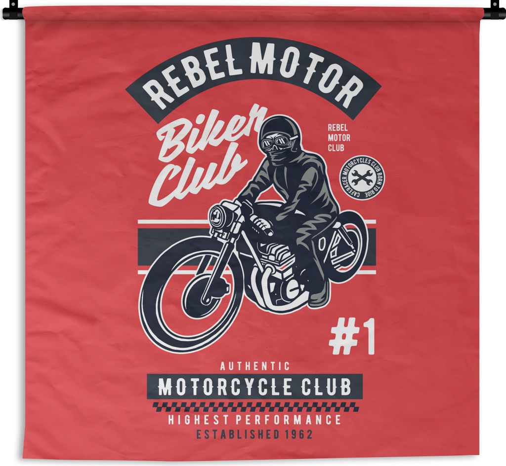 MuchoWow® Wandteppich Wandbehang Motorrad - Mann - Retro - Produktbild 