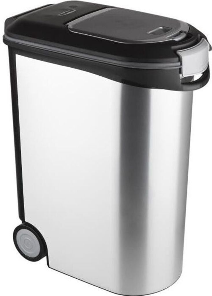 Futterbehälter für Hunde, 20 kg, 54L, Metalloptik, Luftdicht, Grau
