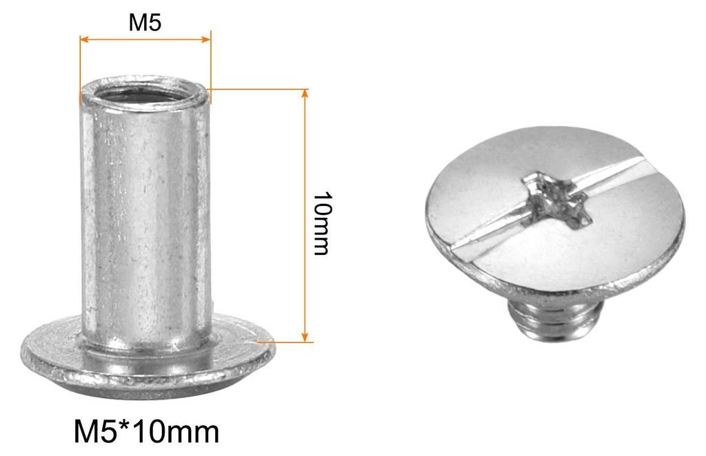 50 Sets Chicago Binding Schrauben Nieten M5 x 10mm, Metall Buchschrauben mit Phillips Kopf fš¹r DIY Leder Gš¹rtel Tasche Handwerk Buchbindung D...