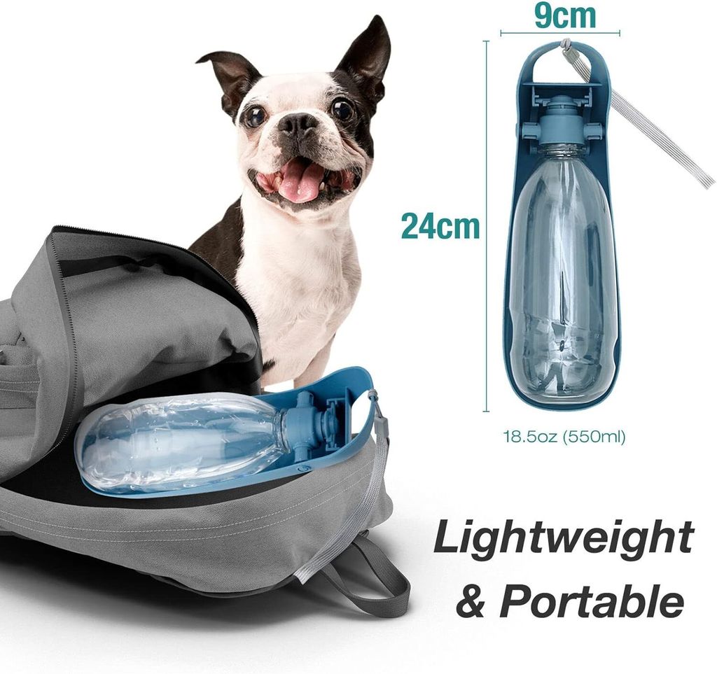 KAE Faltbare Trinkflasche Für Hunde - Mit Napf & Karabiner 550ml