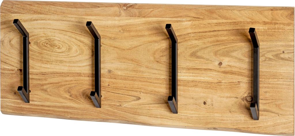 HAKU Wandgarderobe akazie, schwarz - Massivholz, Metall, Produktbild 