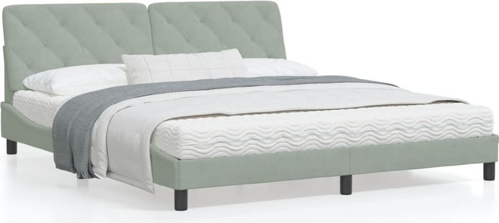 Ankonbej Bett mit Matratze Hellgrau 180x200 cm Samt