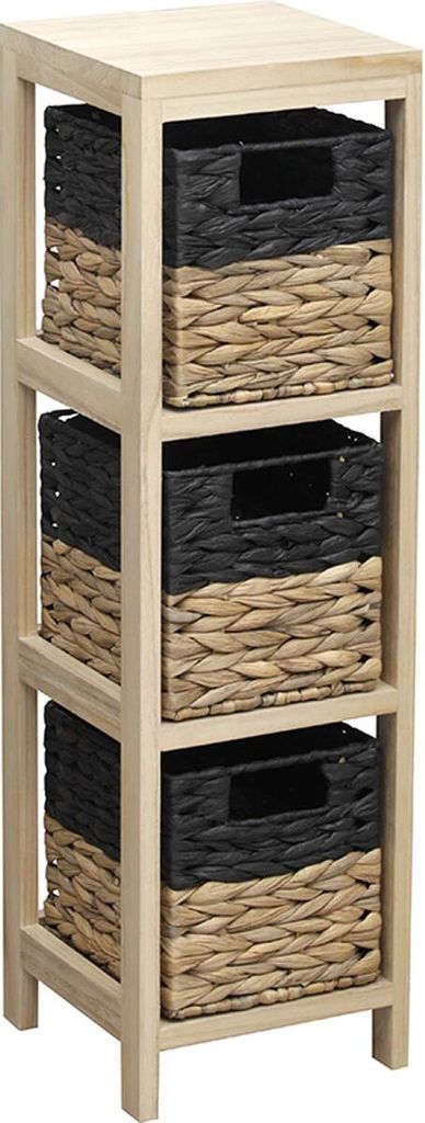 Korbregal Badkommode Regalkommode Badregal mit 3 Körben Landhaus Stil Paulownia