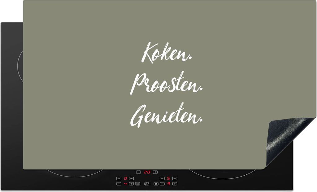KitchenYeah Herdabdeckplatte Zitate - Sprichwörter - Kochen - Prost - Genießen - Trinken - Essen , 91x52cm, Küche Deko, Glaskeramikkochfeld He...