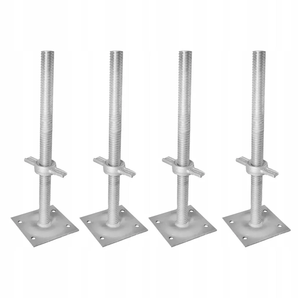 Pied d'échafaudage réglable à vis : lot de 4 plaques de base filetées 38mm