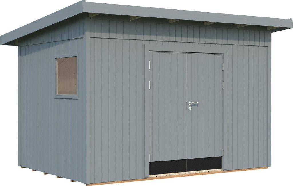 Palmako Gartenhaus Stig 8,2 m²- 16 mm hellgrau lackiert