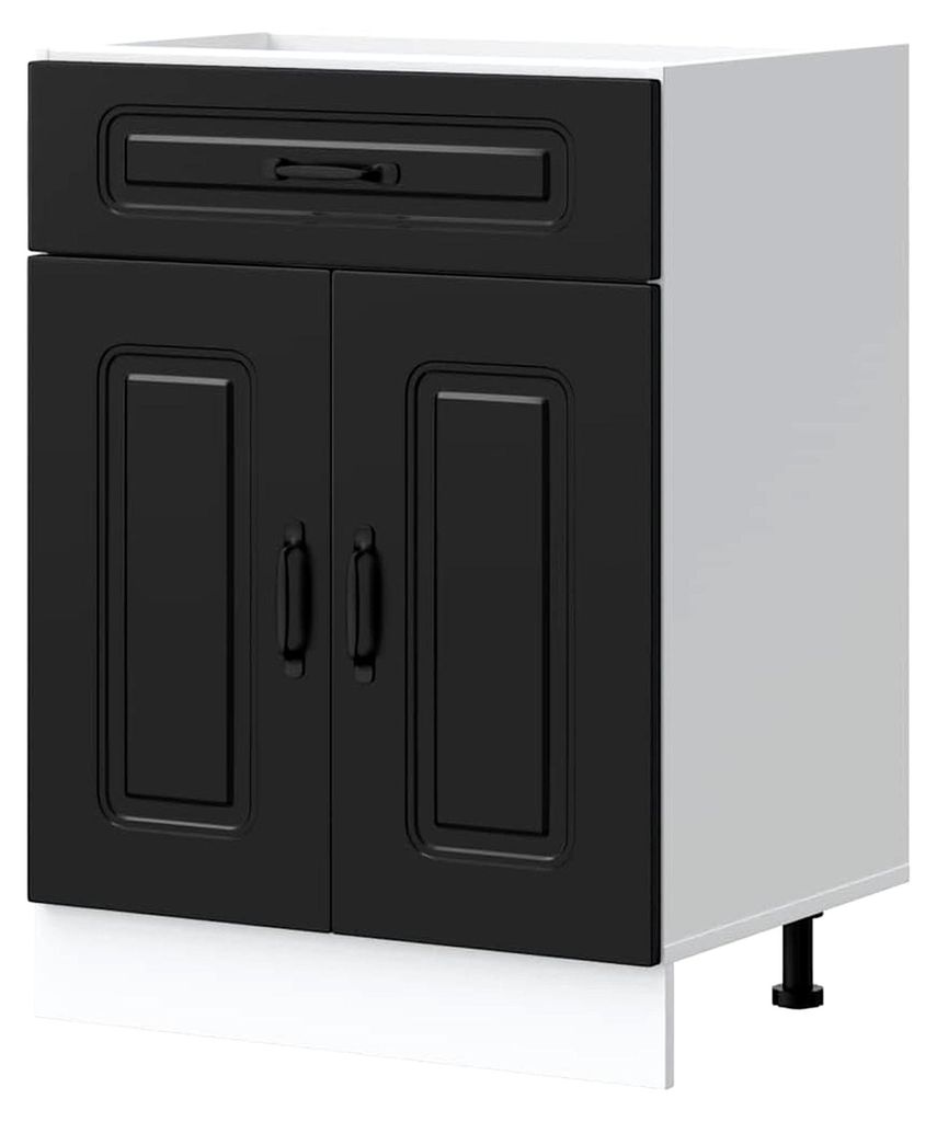Tomostar Küchenunterschrank, Kalmar, Schwarz, Holz, 60 x 46 x 81,5 cm