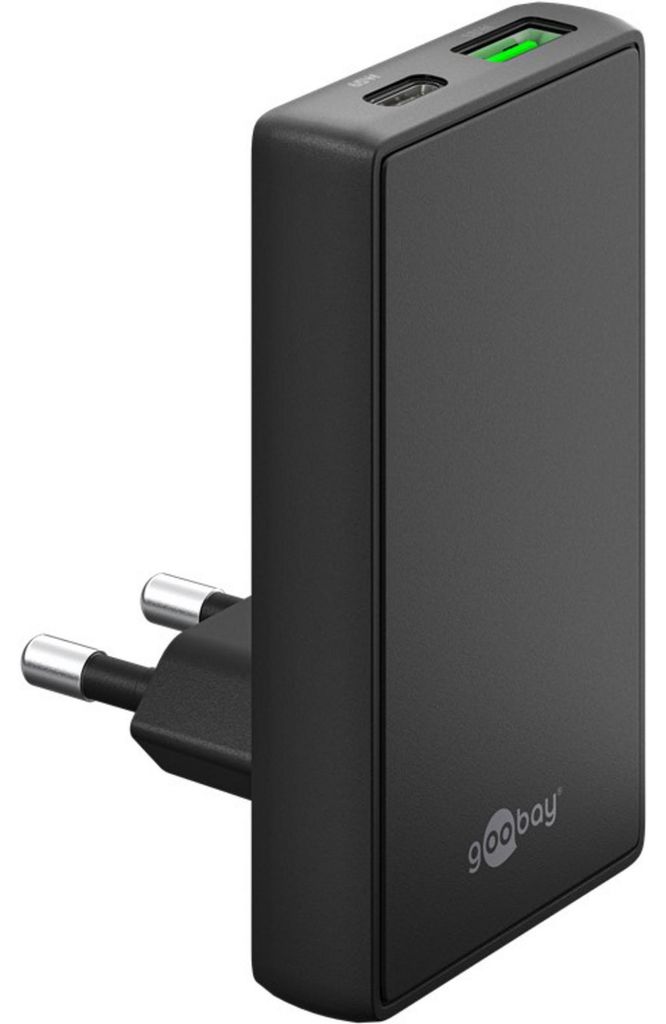 goobay USB-C/A PD GaN 90° Dual-Schnelladegerät, Ladegerät, (65 Watt)