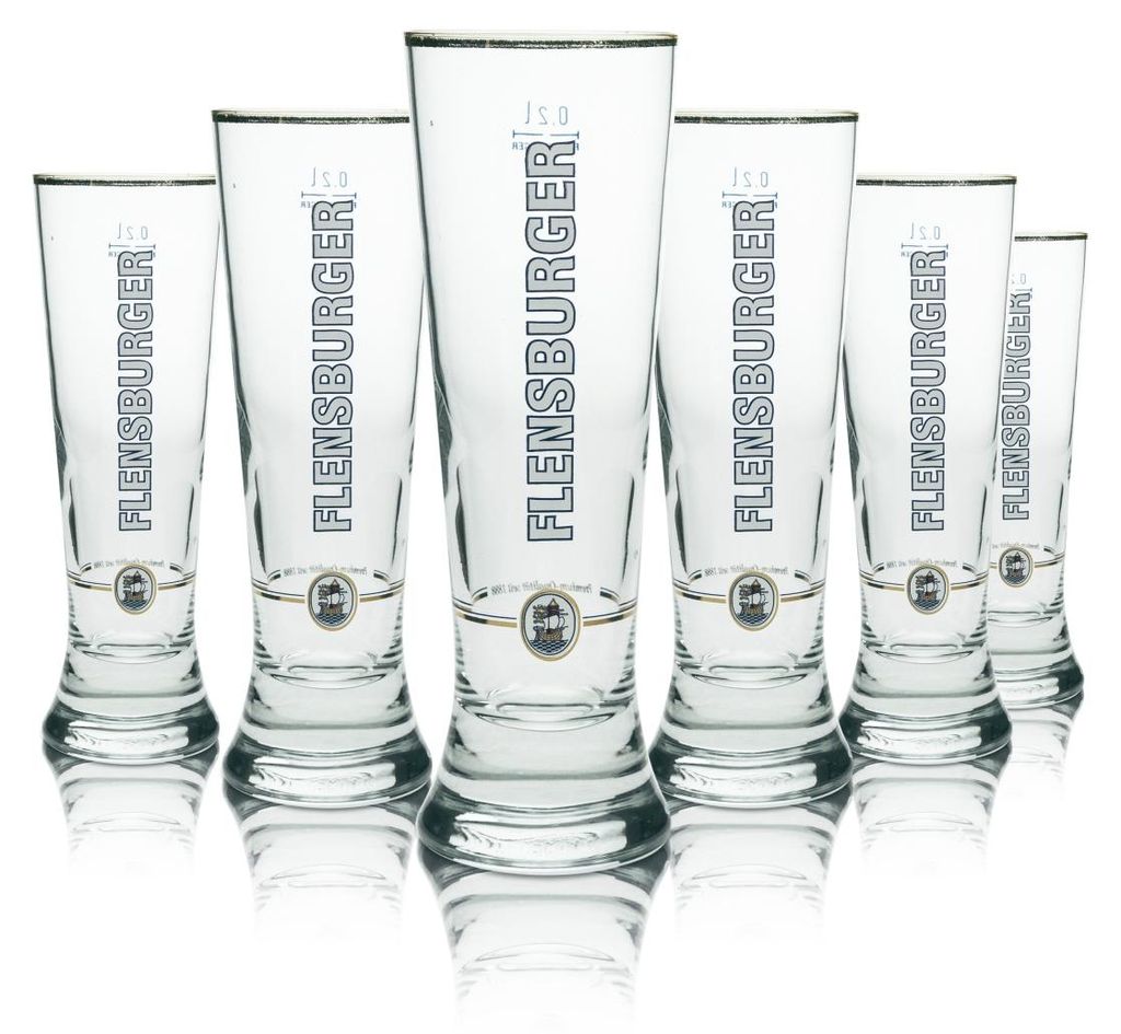 6x Flensburger Bier Glas Tulpe 0,2l Sahm Goldrand Produktbild 