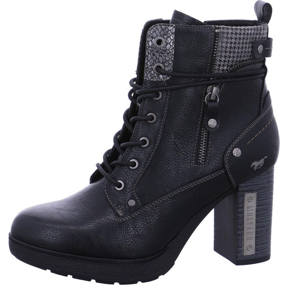 Mustang  Damenschuhe Stiefeletten Schnürer Schwarz Freizeit Produktbild 