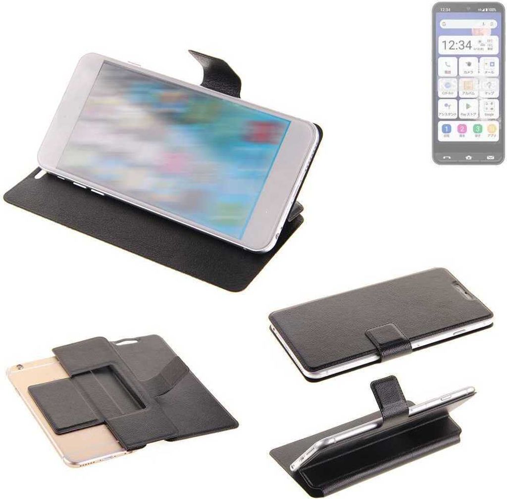 K-S-Trade Schutzhülle kompatibel mit Sharp Basio Active2 Schutzhülle Flip Cover Klapphülle Wallet Case Slim Handyhülle bookstyle schwarz