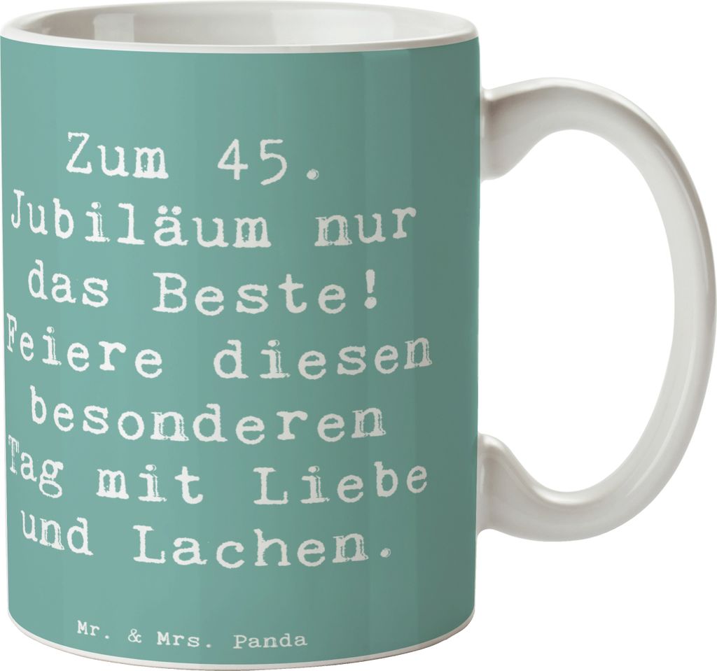 Mr. & Mrs. Panda Teetasse Spruch 45. Geburtstag Feiern - Meeresbrise - Geschenk, besondere Anlässe, einzigartige Dekorationen, Happy Birthday, Fre...