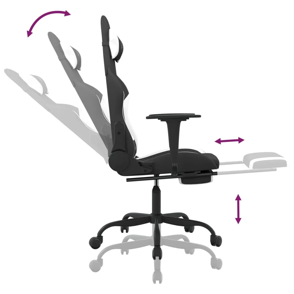 Chaise de jeu vidaXL contre le mal de dos avec repose-pieds en tissu - 8