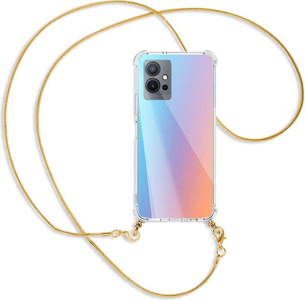 Handykette Backcover-Schutzhülle mit Band (Metall goldfarben) für vivo Y55 5G, vivo Y75 5G - goldfarbene Kette Snake