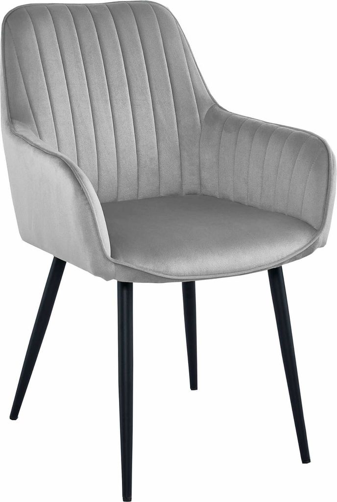 Esszimmer, Wohnzimmer, Bürostuhl SOLDEN silbergrauer Samt / schwarze Beine