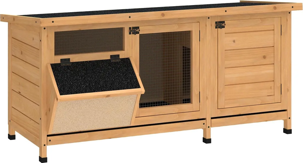 Abri Lapin de Jardin 112cm : Confort d'Hiver avec Toit Bitumé Étanche