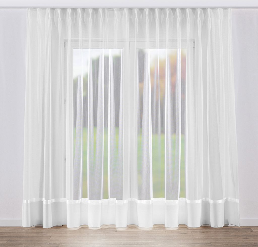 Dekoria Gardine mit flämischen 2-er Falten, weiß, 300 x 265 cm