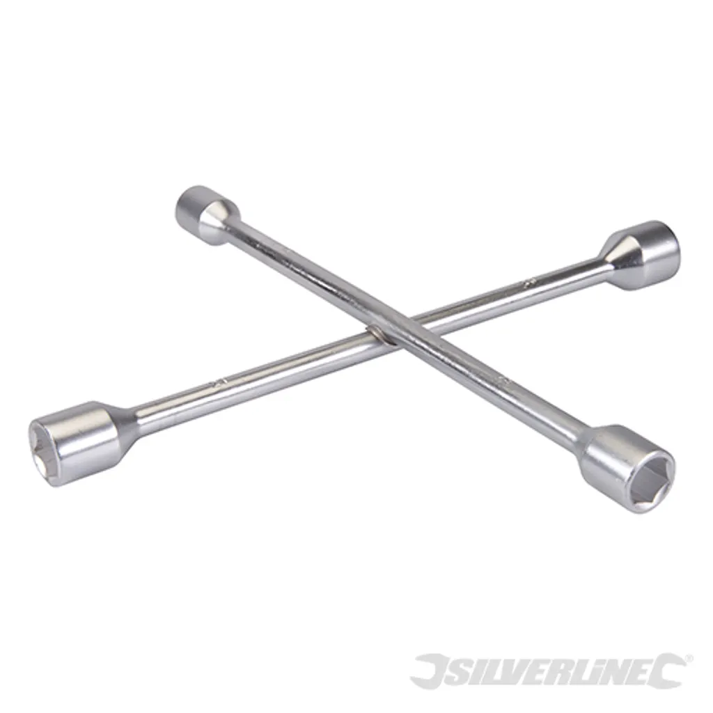 Silverline 380629 Clé en croix robuste pour boulons de roue de voiture