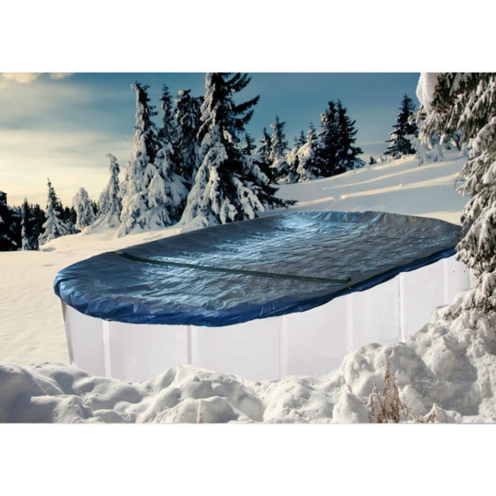 Interline Winterabdeckung Oval 7,30 x 3,60 m, Poolabdeckung, Überirdischer Pool, Oval, Blau, Silber, PVC, 3600 mm