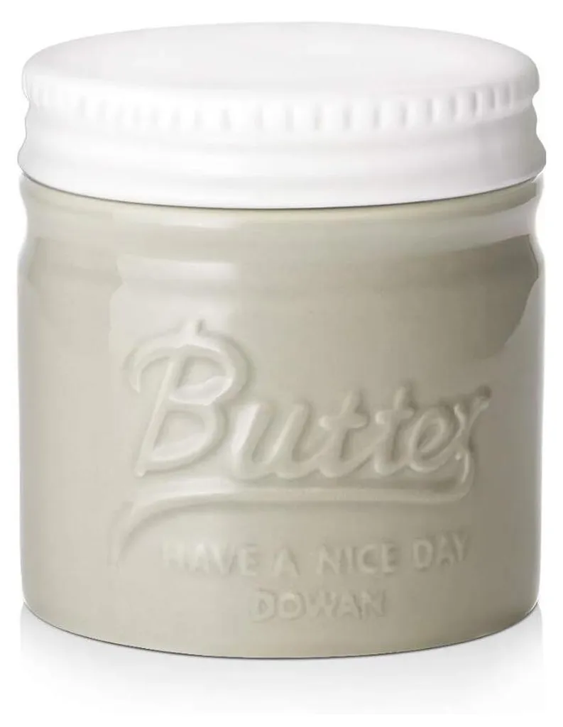 Burriera in Ceramica Portaburro con Coperchio Ermetico in Legno e Coltello da Burro Capacità del Porta Burro 250g per Conservazione Burro Formaggio Latticini Alimenti