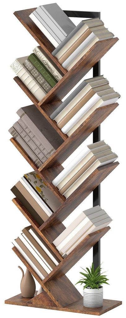 Libreria a 9 ripiani, design ad albero, marrone rustico Immagine del prodotto 