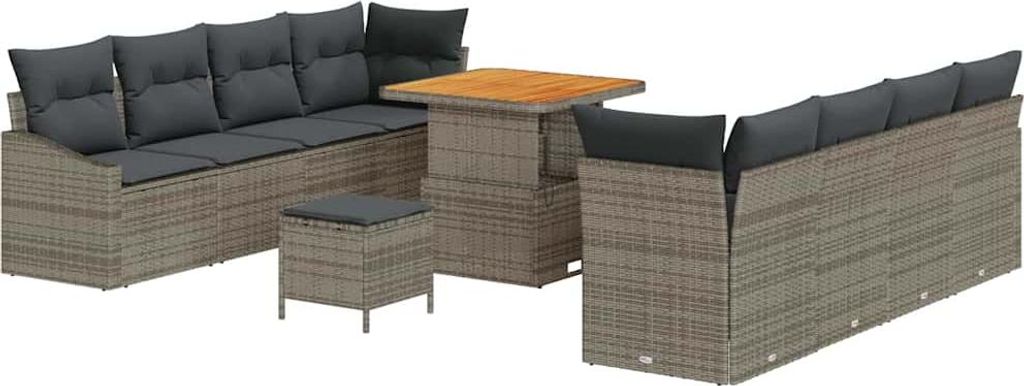 Best Möbel Garten-Sofa-Set mit Kissen - 11 pcs - Grau 80x80x71 cm - Gartensofas A3364578
