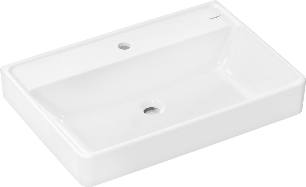 hansgrohe Xanuia Q Waschtisch Compact, mit Hahnloch, ohne Überlauf, 700 × 480 mm, weiß glänzend, 60223450