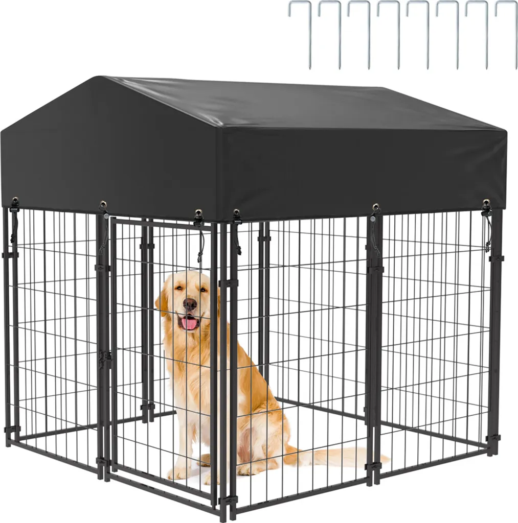 Cage pour chien anti-fuite grand chenil métal robuste de jardin
