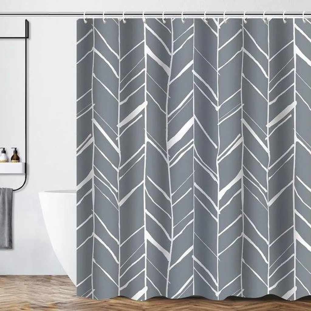 Rideau de douche anti-moisissure gris 183x183 cm avec crochets inclus