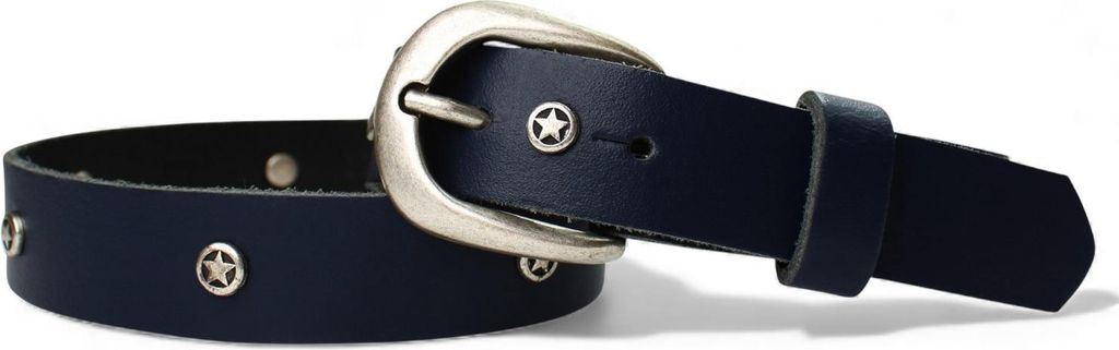 FRONHOFER Kindergürtel mit Schnalle in silber, echt Leder mit Stern Nieten,2,5cm