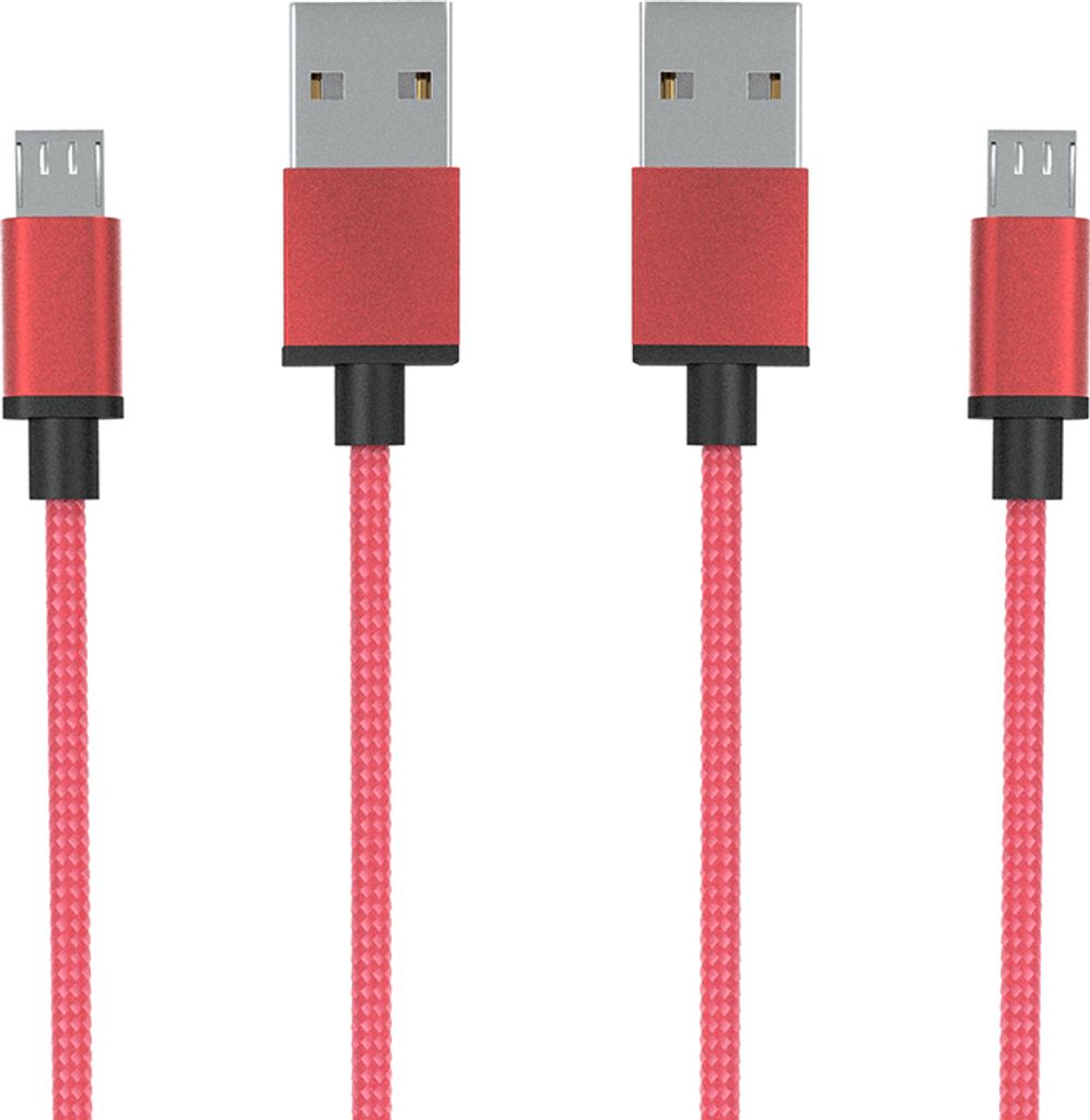 2x 3m Micro USB Ladekabel Set | Daten für Handy Tablet Samsung PS4 Xbox ROT