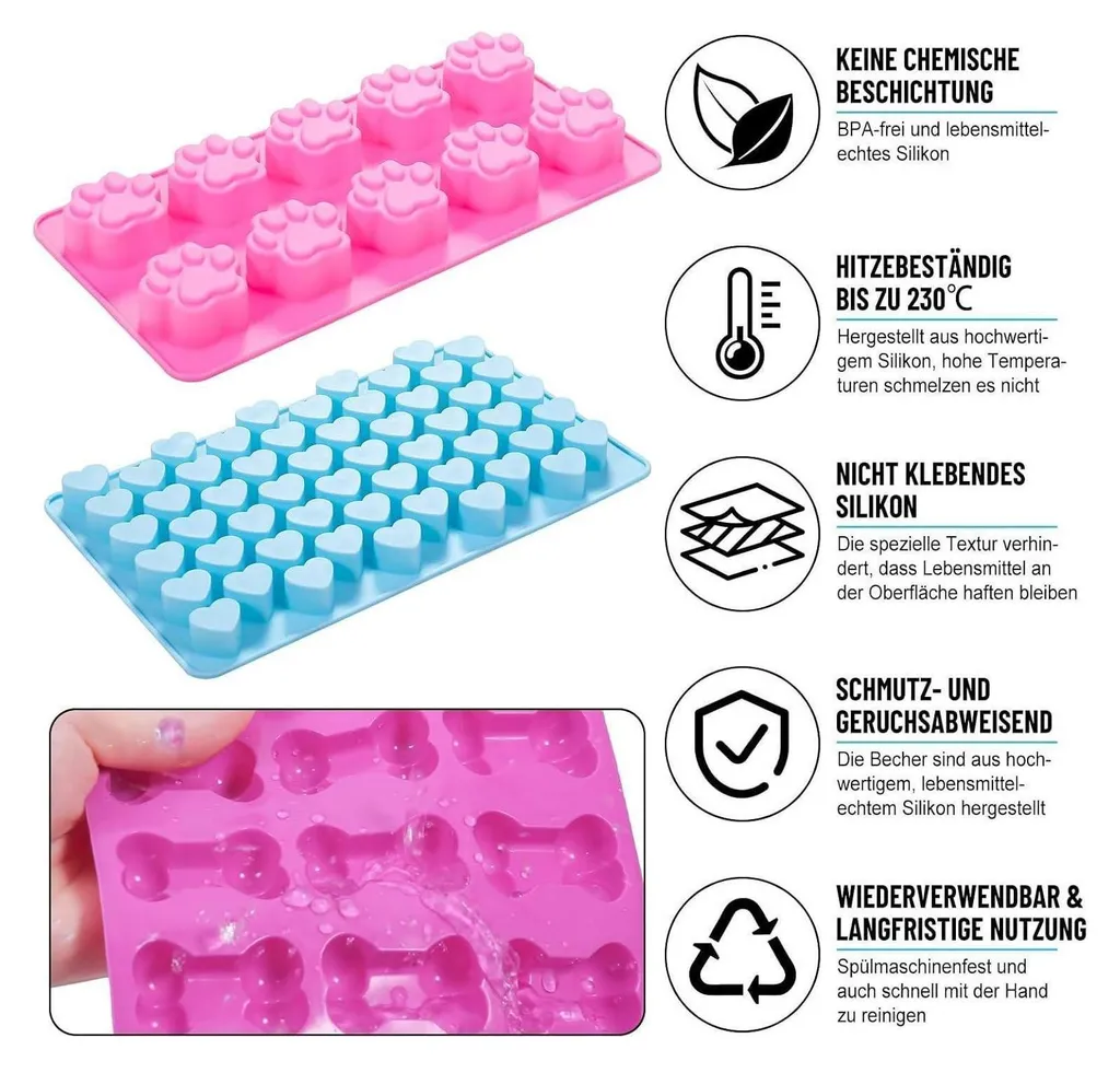 MSLHUB 5 tappetini in silicone per biscotti per cani, 5 stampi in 1