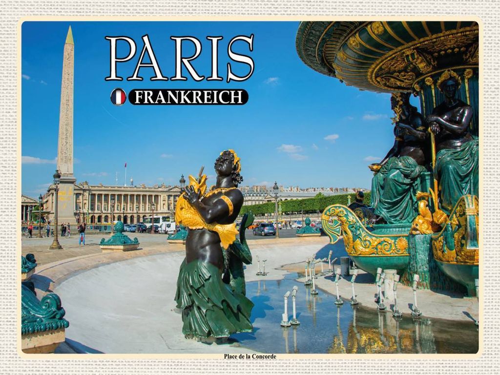 vianmo Holzschild 30x40 cm Paris Frankreich Place de la Concorde