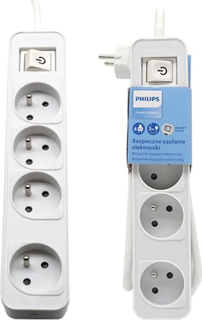 Rallonge Philips CHP2144WB/60 multiprise 4 prises 3m avec protection