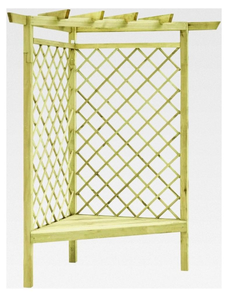 Imprägnierte Kiefernholz Eckpergola mit Bank 130x130x197cm
