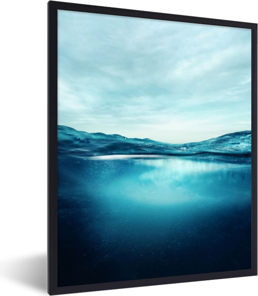 MuchoWow MuchoWow Gerahmtes Poster Ozean - Wasser - Blau 60x80 cm - Poster mit zchwarzem Bilderrahmen - Premium - Wanddeko Wohnzimmer