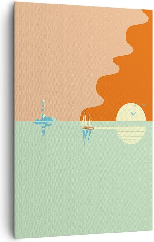 Bild auf Leinwand - Leinwandbild - Einteilig - Sonne Segelschiff Laterne - 80x120cm - Wand Bild - Wanddeko - Wandbilder - Leinwanddruck - Wanddekor...