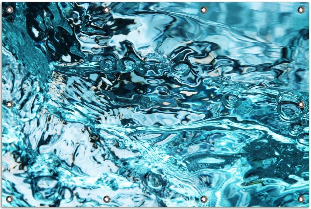 Wallario Outdoor-Poster für Garten oder Balkon, Motiv Frisches blaues Wasser in Aufruhr, in ca. 80 x 120 cm