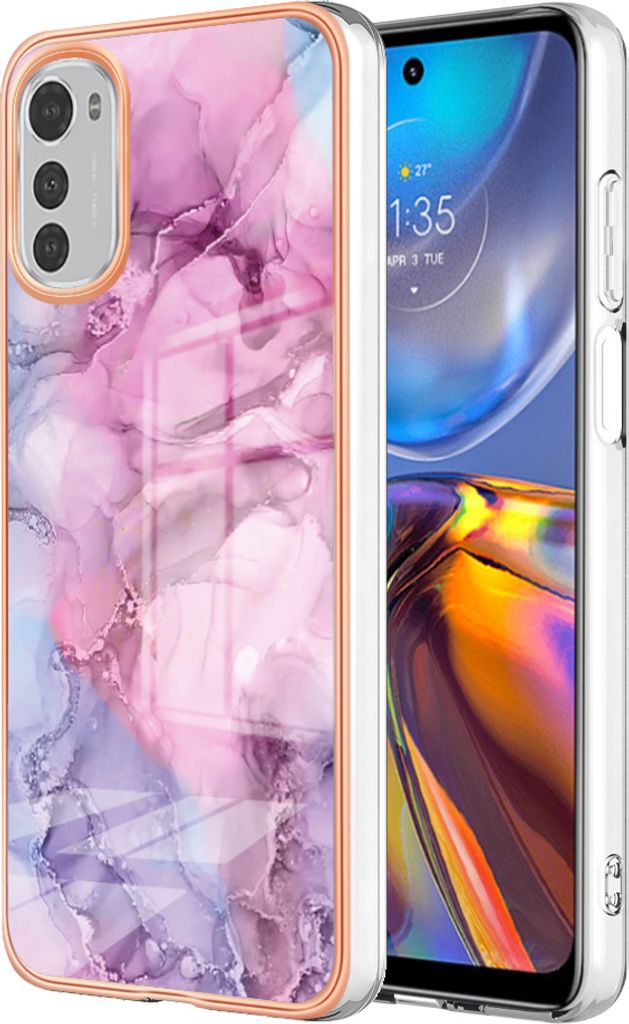 Moto E32 Hülle, Muster Dünn TPU Silikon Stoßdämpfer Bumper Schutzhülle für Motorola Moto E32 Pink